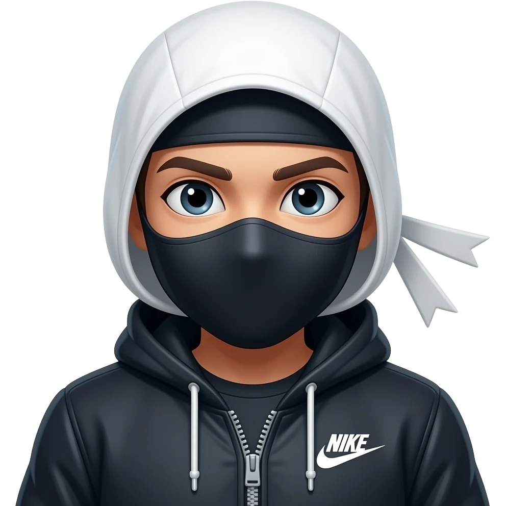 ninja white and nike logo amd black eye emoji