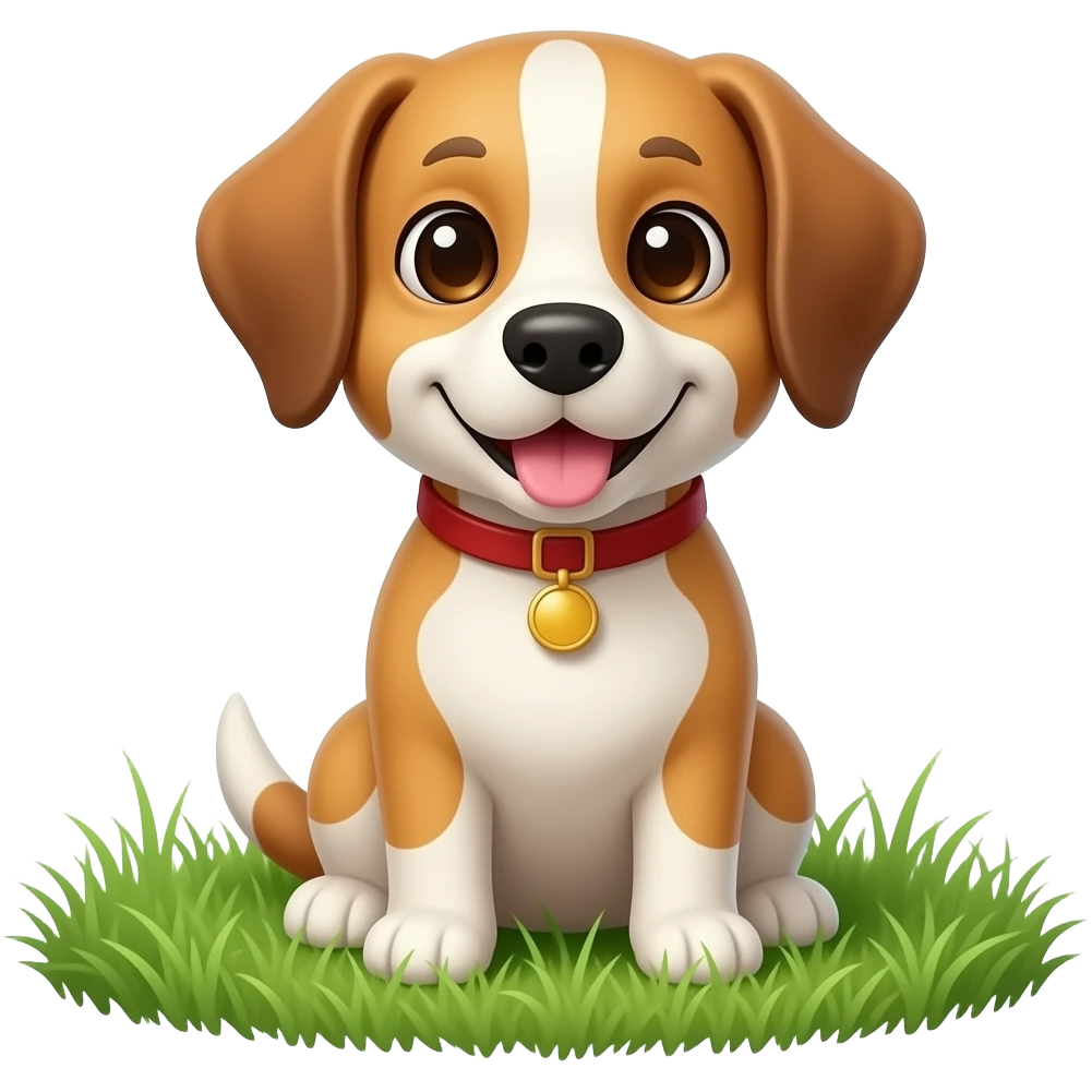 dog sitting on grass emoji