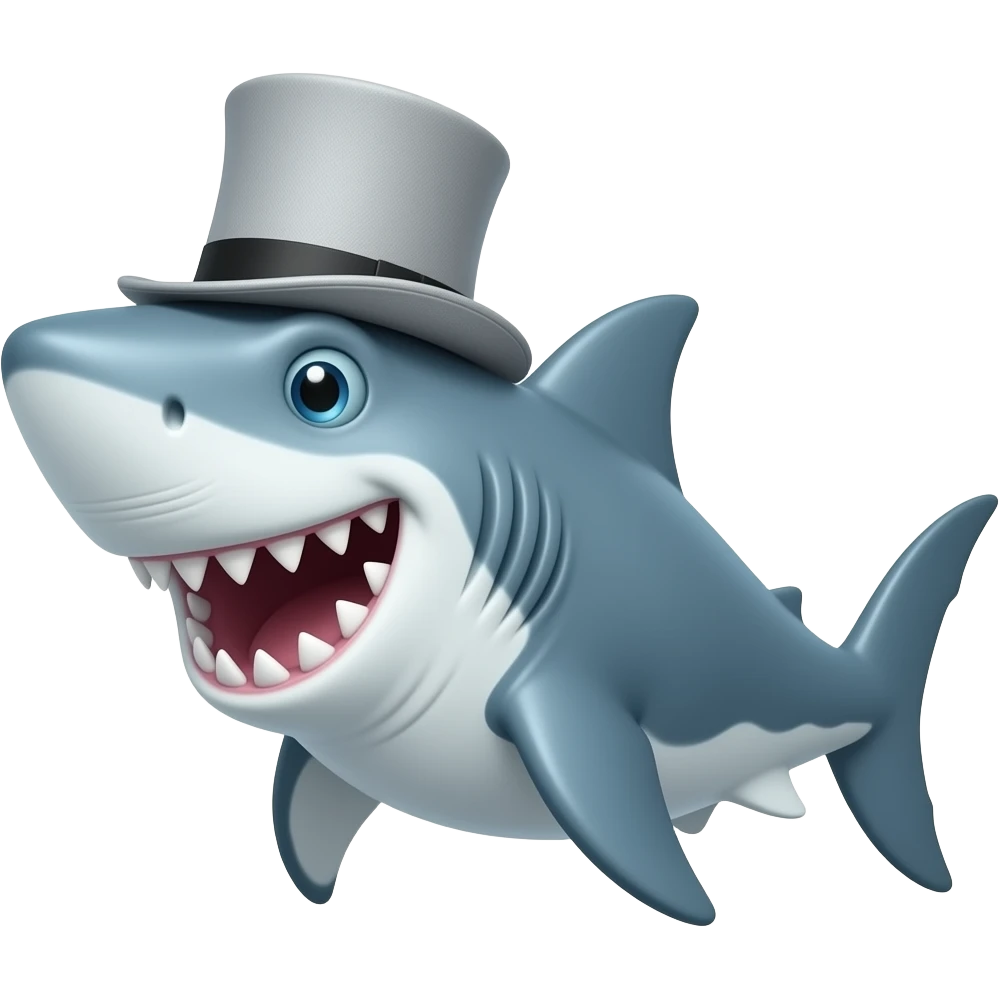 Shark with a top hat emoji