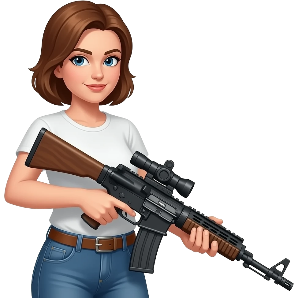 hot girl with automatic rifle emoji