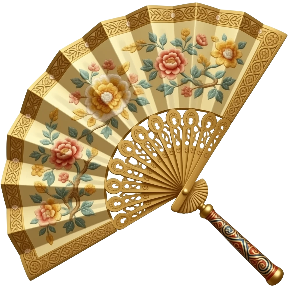 un eventail chinois. La vue est en 3/4 Ajoute subtilité pour renforcer l'impression de luxe de la scène. L'ensemble est isolée sur un fond blanc. emoji