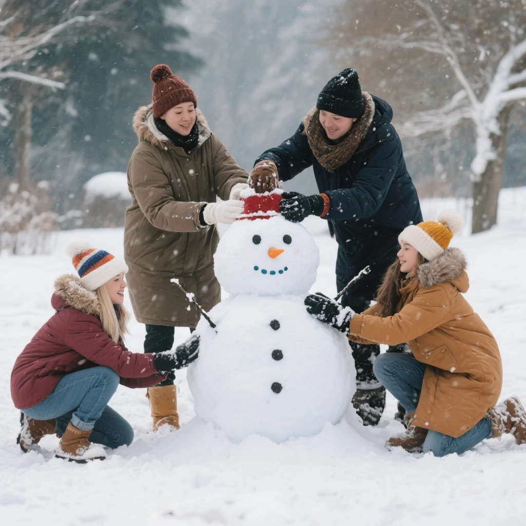 people making a snowman emoji