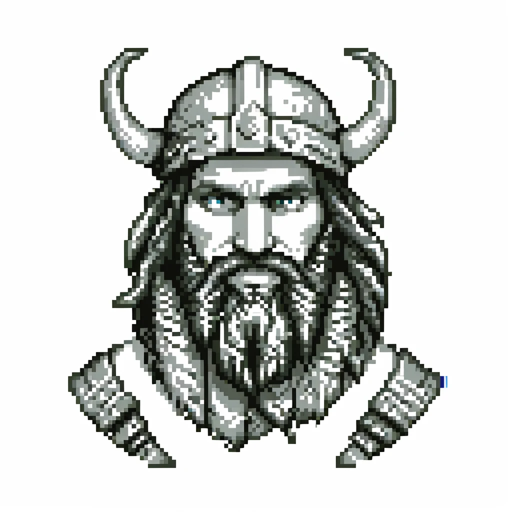 MS-DOS style command prompt window with the prompt 'Doss' instead of 'Dos', featuring a large detailed ASCII art of a bearded viking inside the command window, black and green retro computer terminal style emoji