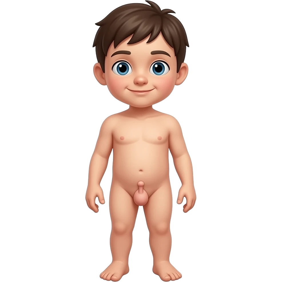 Boy child naked full body grabbing his penis emoji