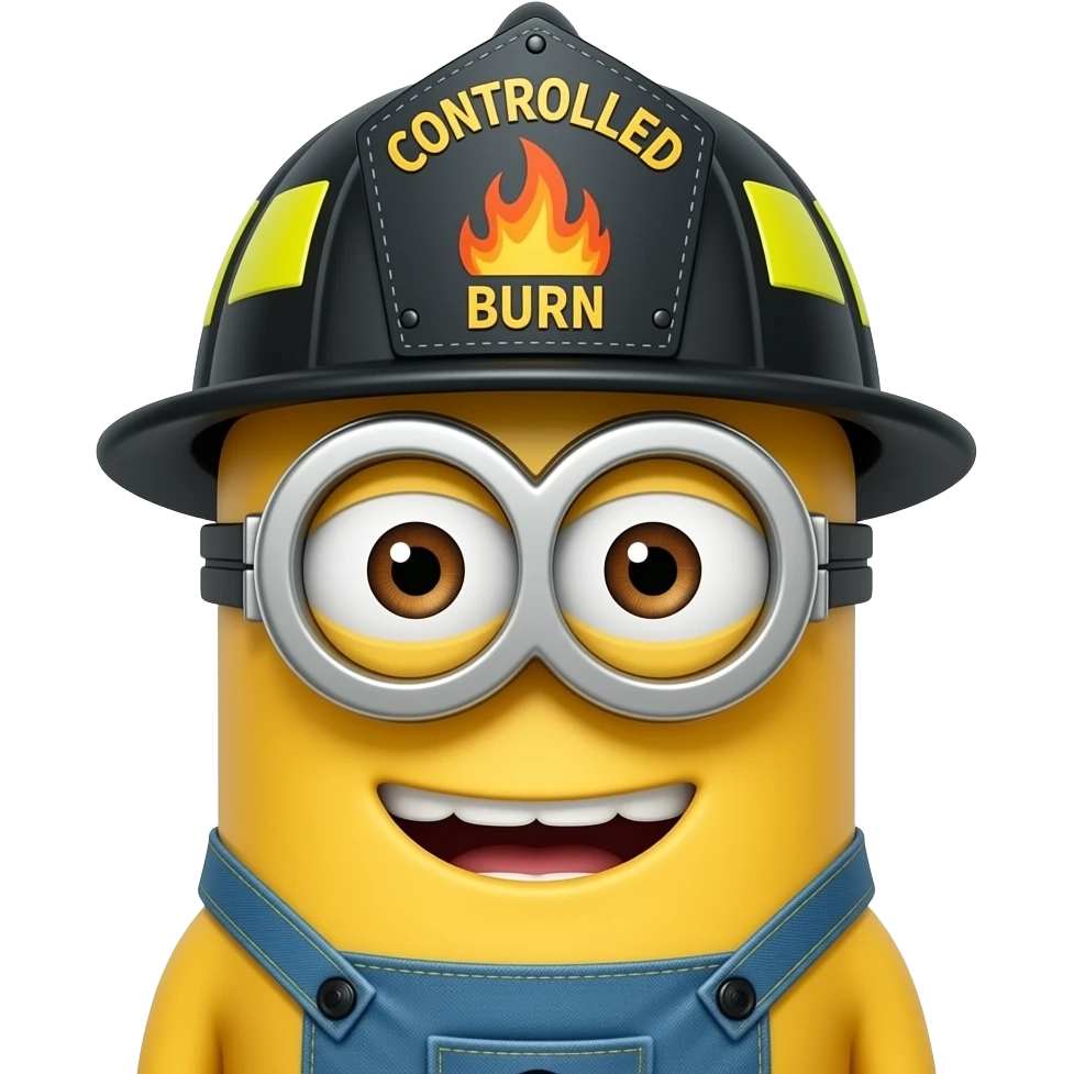 minion firefighter aOT on helmet Banner Controled Burn emoji