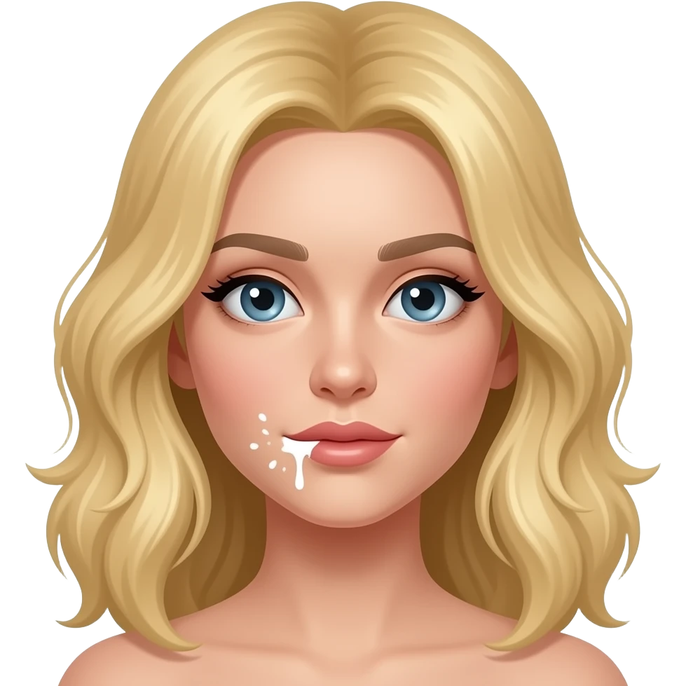 Blonde hair Female with white splatter on her mouth emoji