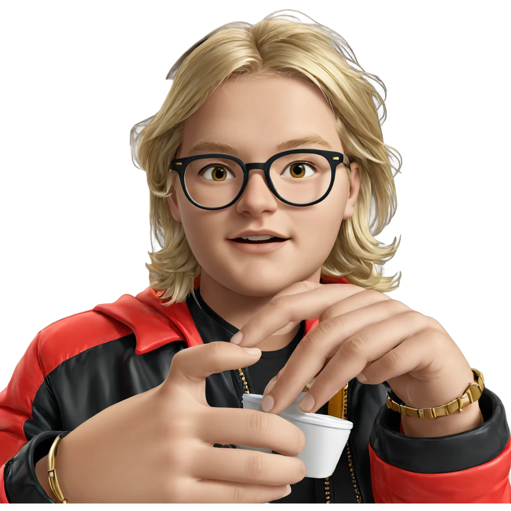 blonde boy in stylish jacket emoji