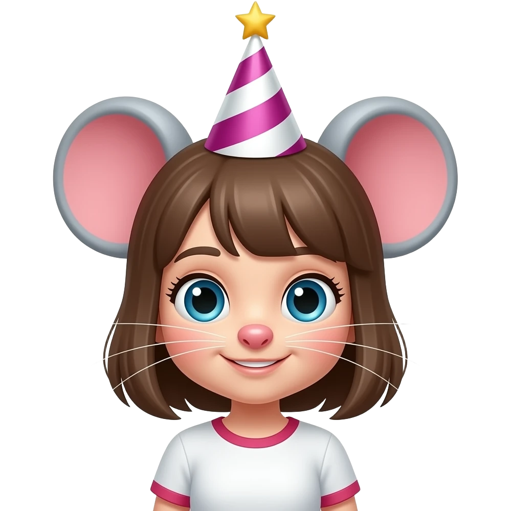 GIRL MOUSE WITH BIRTHDAY HAT ON emoji