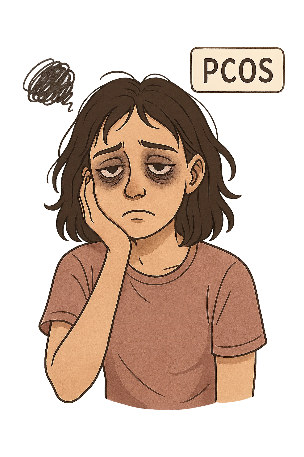 donna con PCOS insonnia emoji