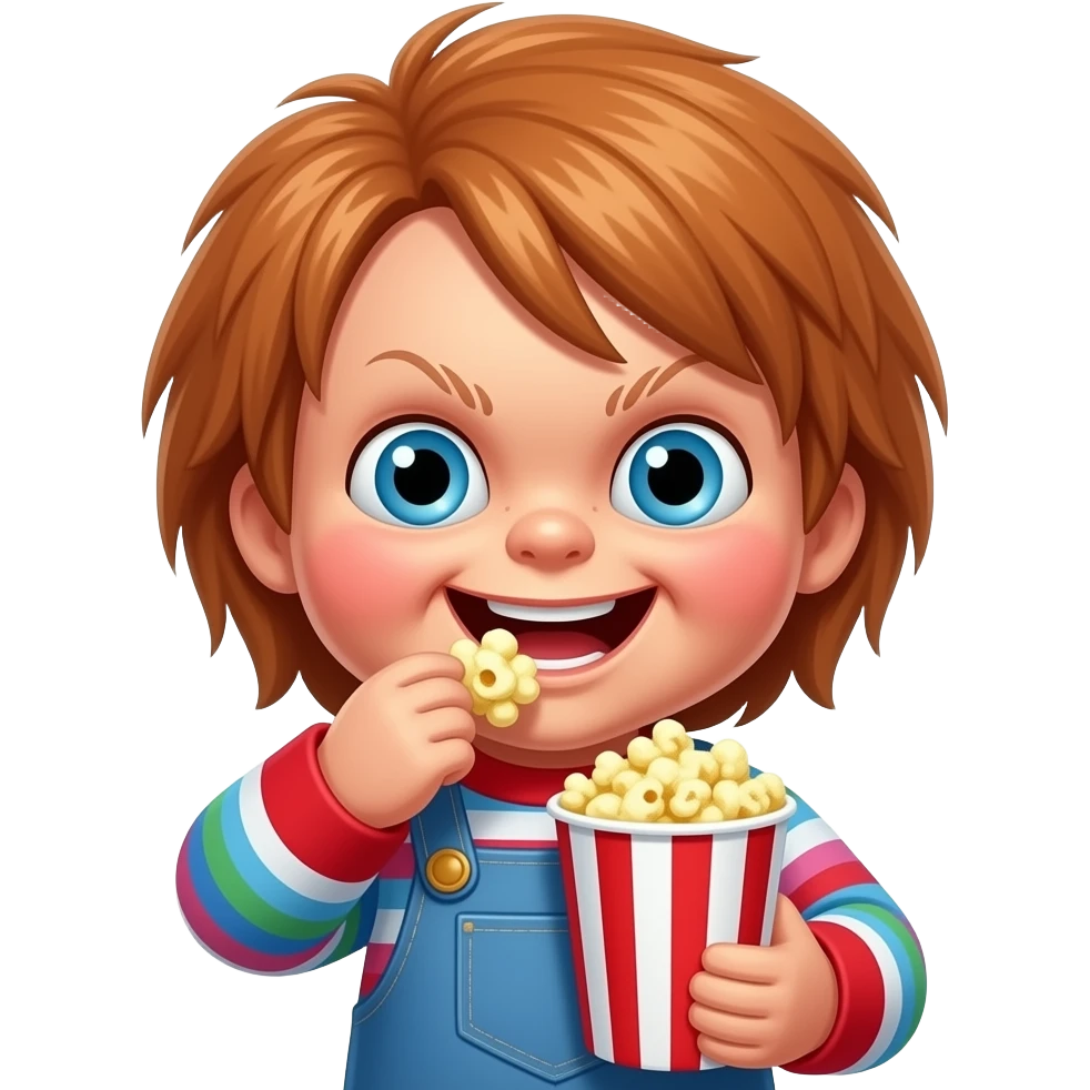 chucky eating bucket of popcorn emoji