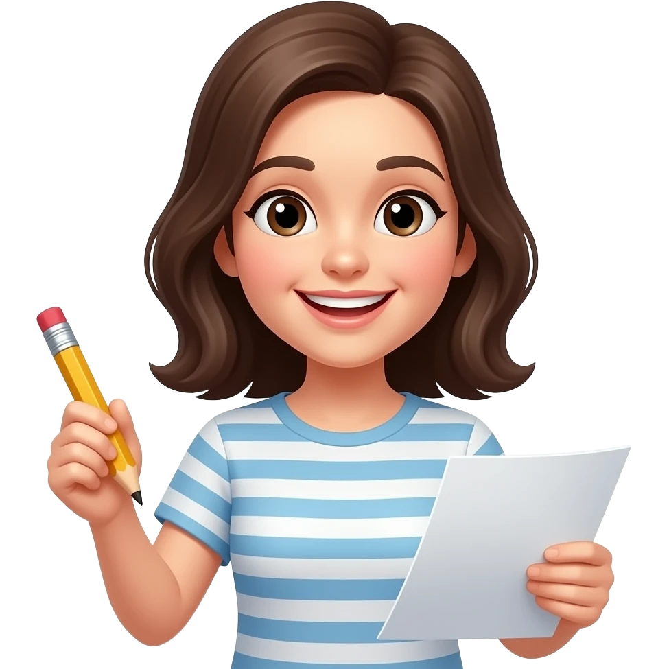 Tạo emoij cầm bút chì và giấy kèm biểu tượng cảm xúc (lưu ý phải là biểu tượng 😁 làm ) phiên bản Google nhé emoji