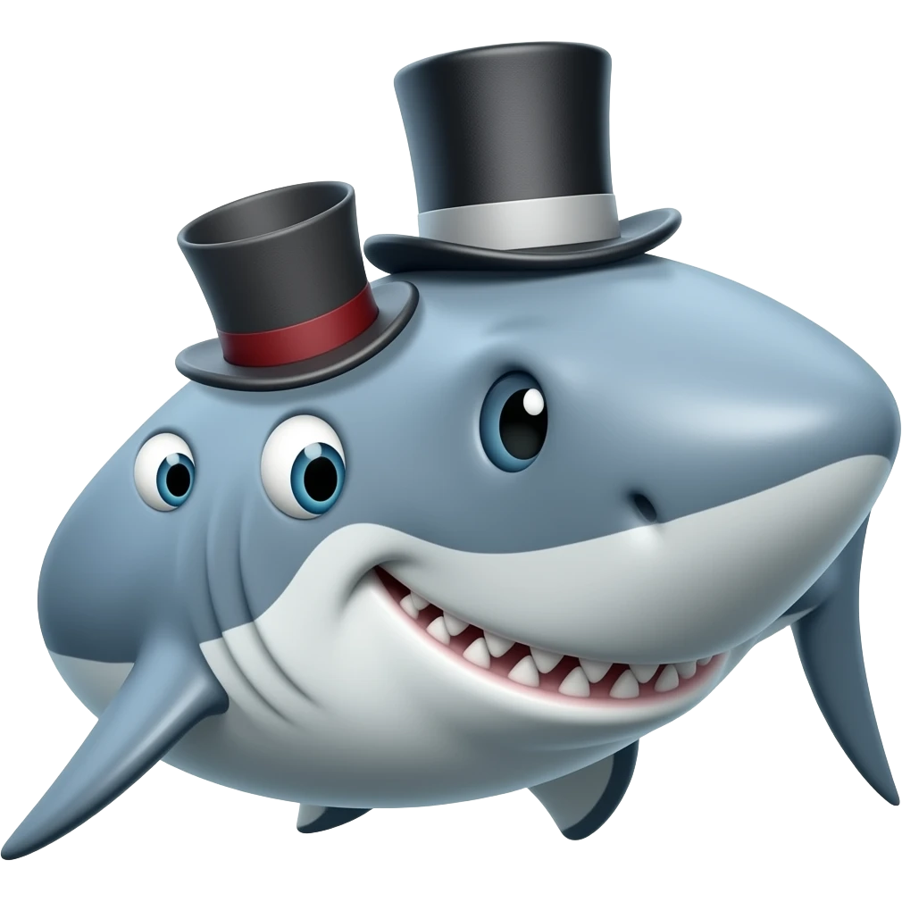 Shark with a top hat emoji
