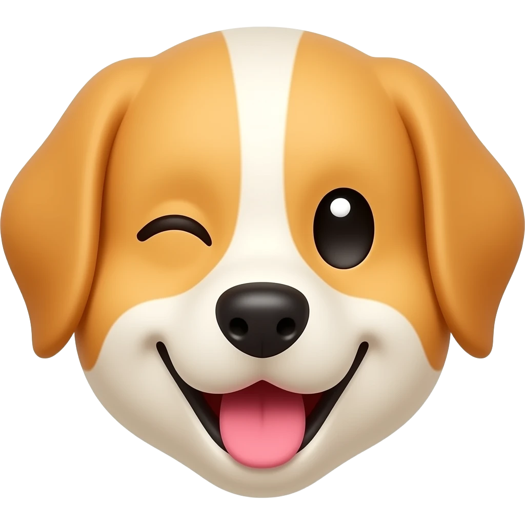 head of a happy dog ​​with a winking eye emoji