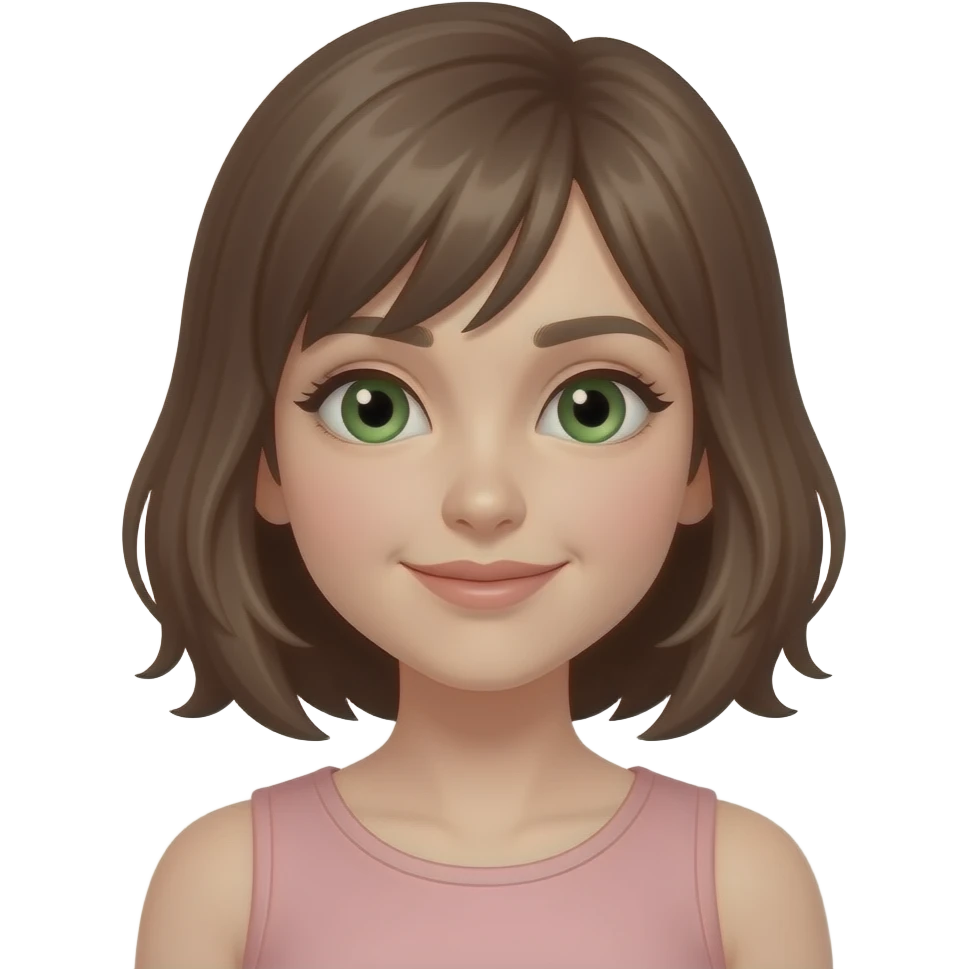 девушку с коричневыми волосами и зелеными глазами emoji