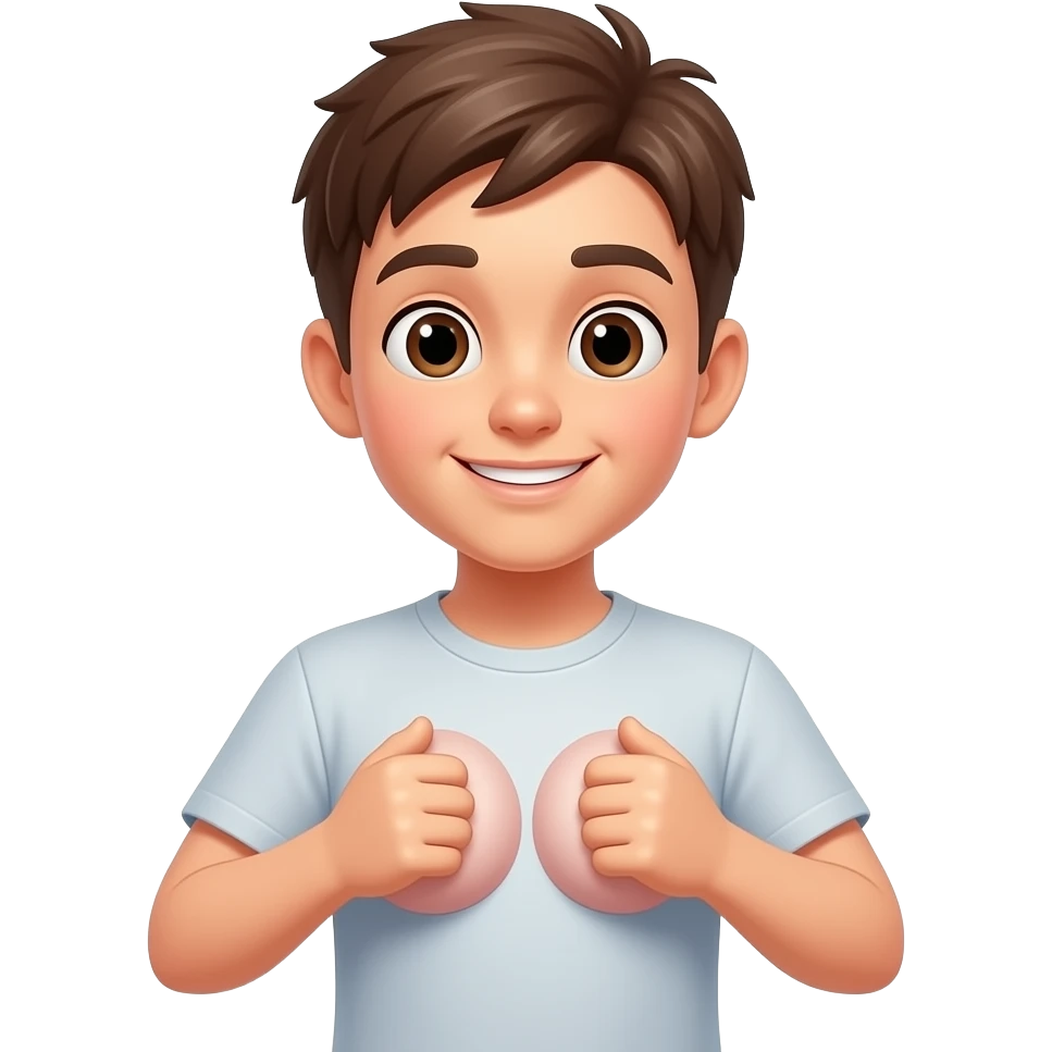 Boy playing girl boobs emoji