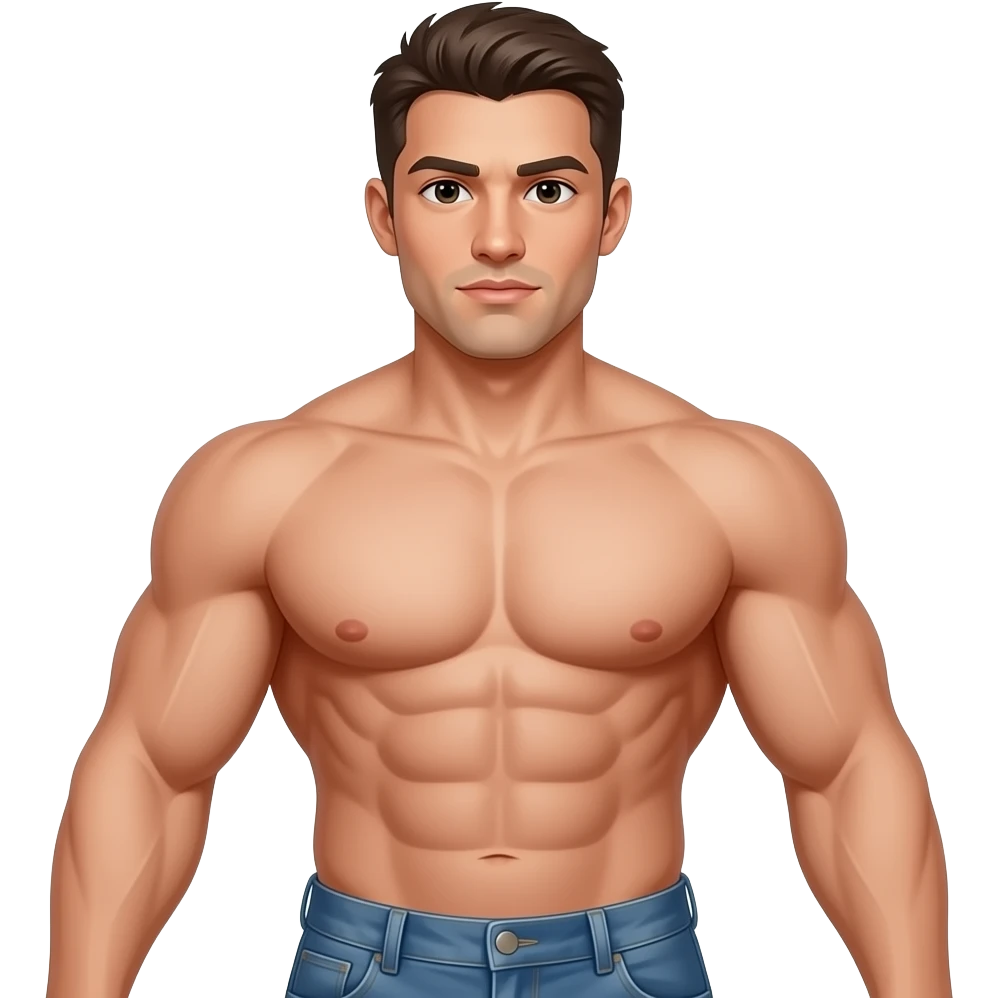 Männlicher muskulöser Körper, Brust, Bauch Arme, Hüfte, Mund und Kiefer sollen zu sehen sein,  Gesicht nicht emoji