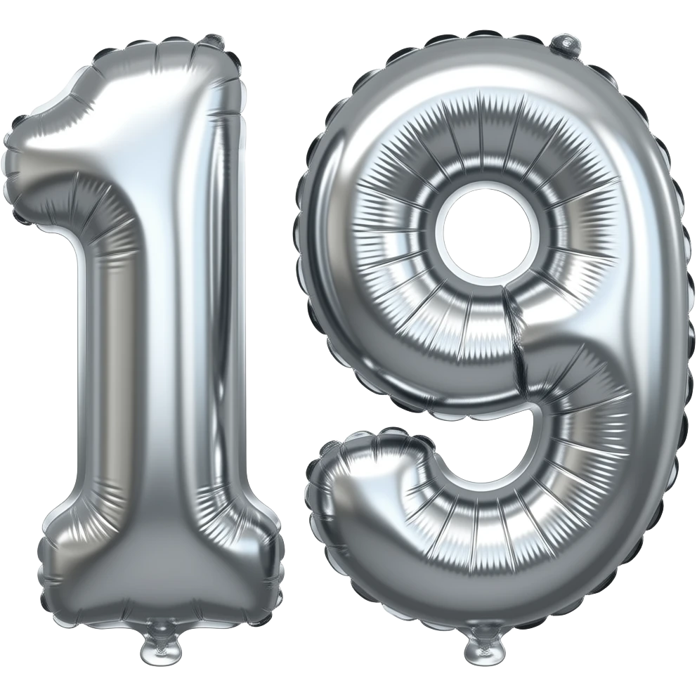 19 in foil balloons emoji