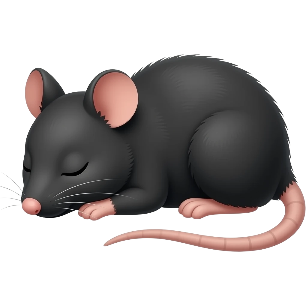 A cute black rat sleeping emoji