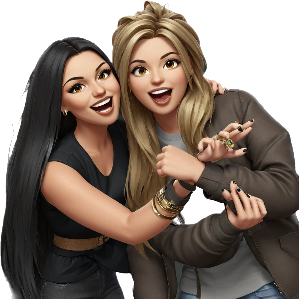 stylish girls having fun emoji