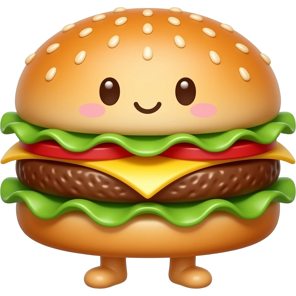 Hamburguesa con pies y cara kawai emoji