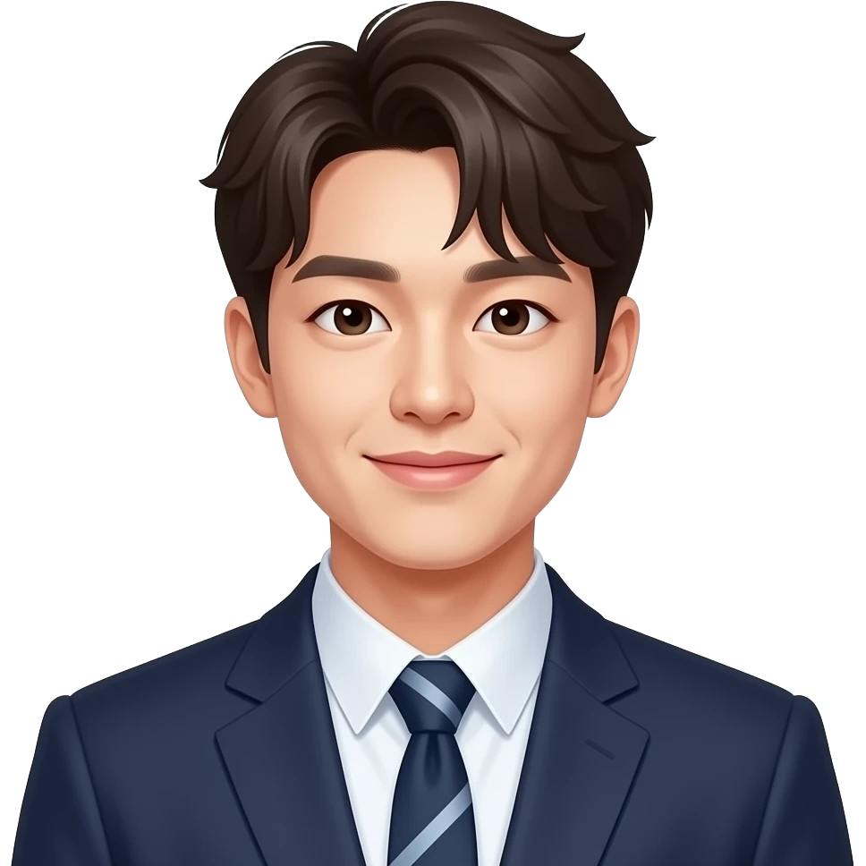 앞머리 내린 한국인 남자 대학생 사회자 emoji