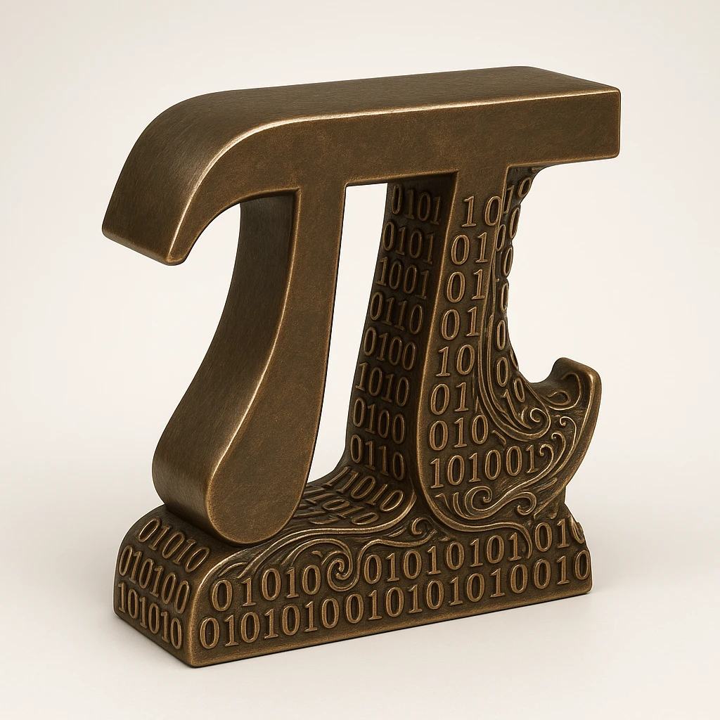 combine the π (pi) math symbol, binary code emerging from it. emoji