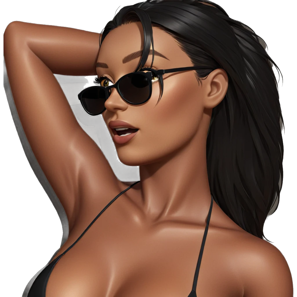 black bikini beauty in sunlight emoji