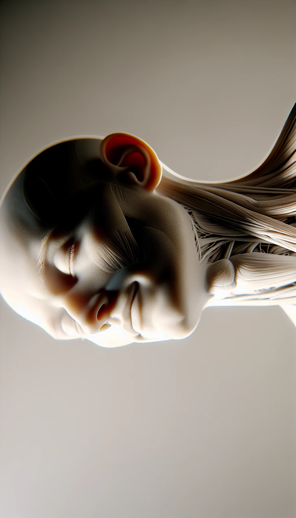 un corpo umano anatomico è illuminato dalla luce del sole e ha gli occhi chiusi in un espressione serena, l'immagine rappresenta l'importanza del sole e i suoi benefici sul corpo umano, sfondo neutro chiaro, iperrealistico 4k emoji