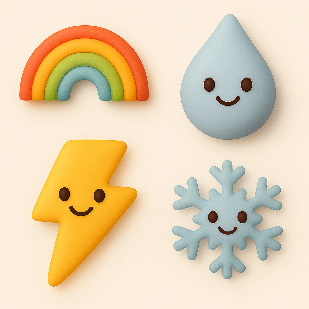 make four emojis in same style emoji