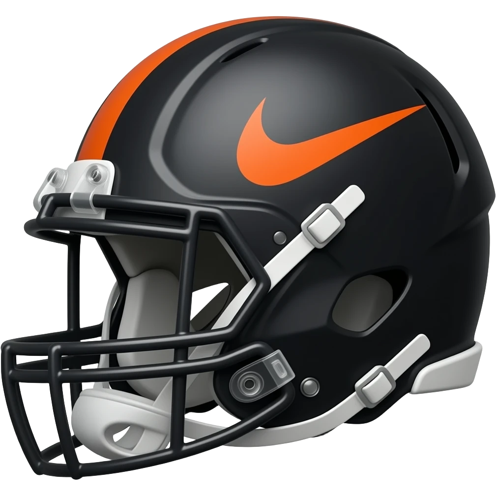 Nike football helmet black with dark orange logo facing the other side of helmet emoji