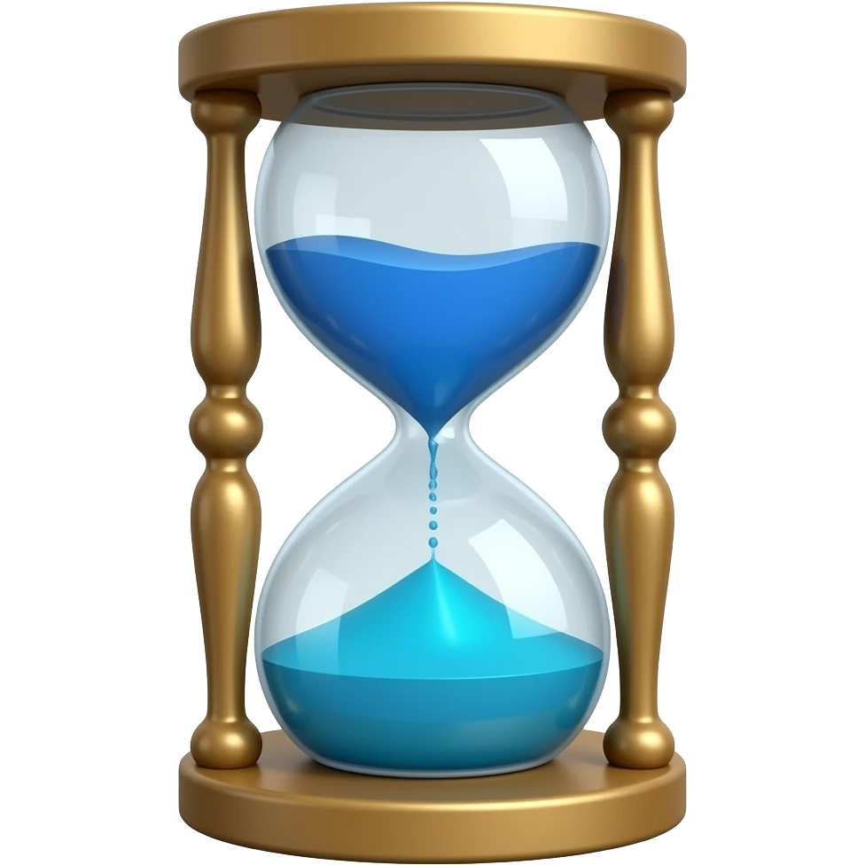 Hourglass with Water, common colors + dark blue, deep blue, sky blue, sea turquoise, celestial white, coastal grey emoji