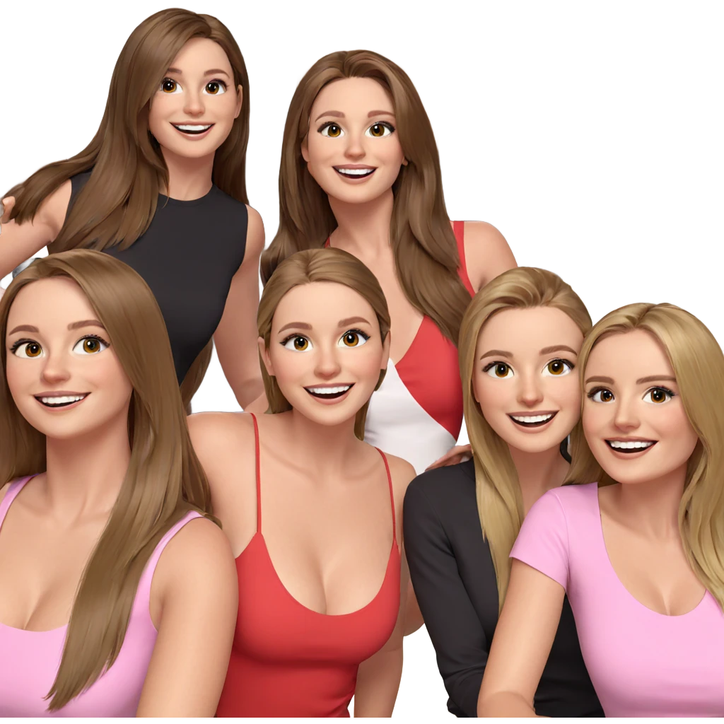 girl group portrait with smiles emoji