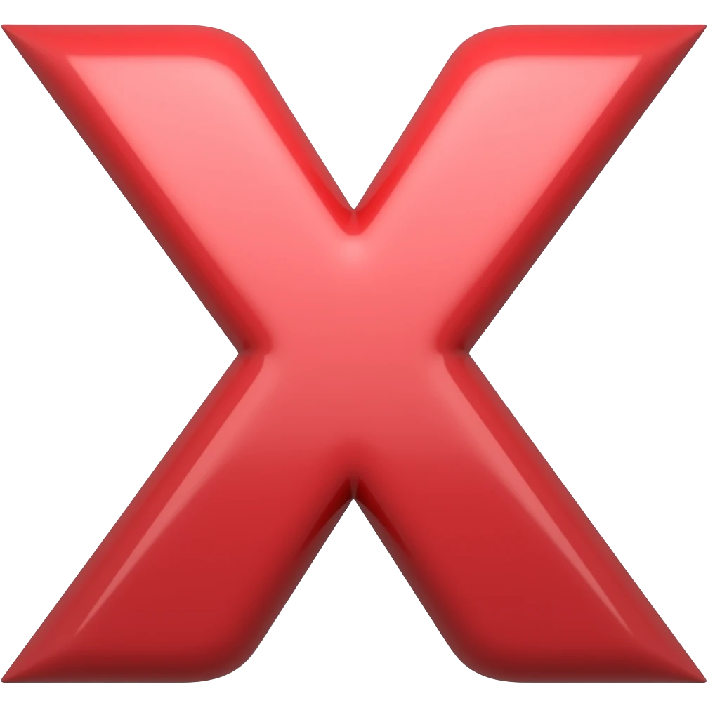 realizame un emoji de la letra equis en color rojo y que se vea mas curveado emoji