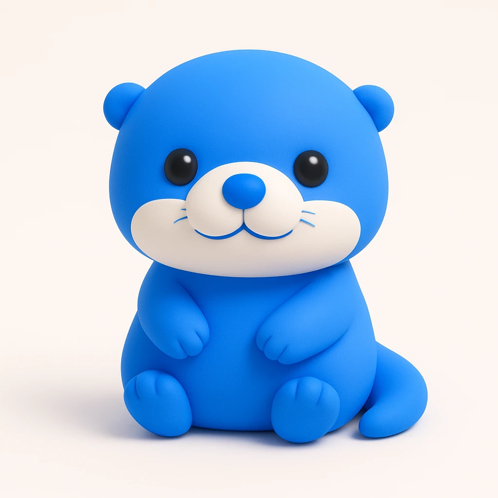 whimsical 3D otter with a round face, large expressive eyes, and tiny paws emoji