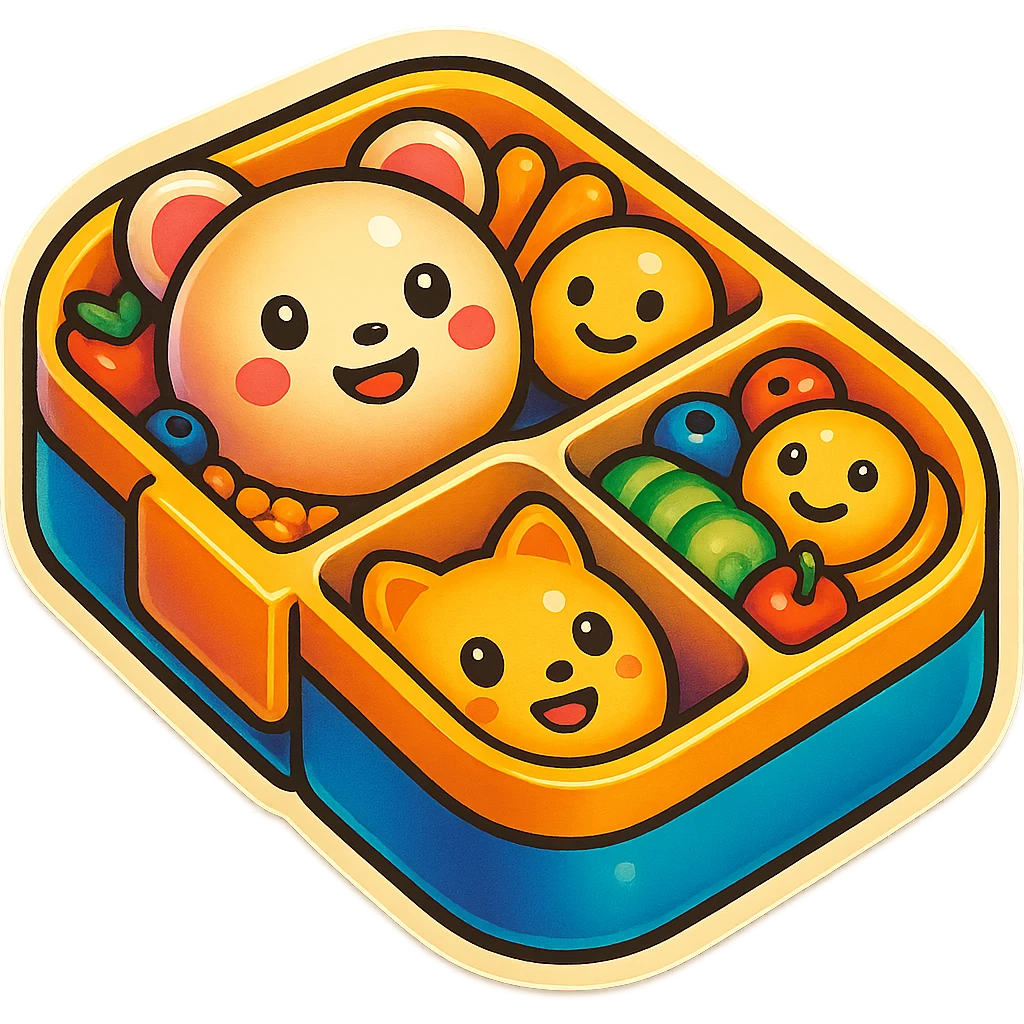 Make this bento box emoji even smaller, cute, no background. emoji