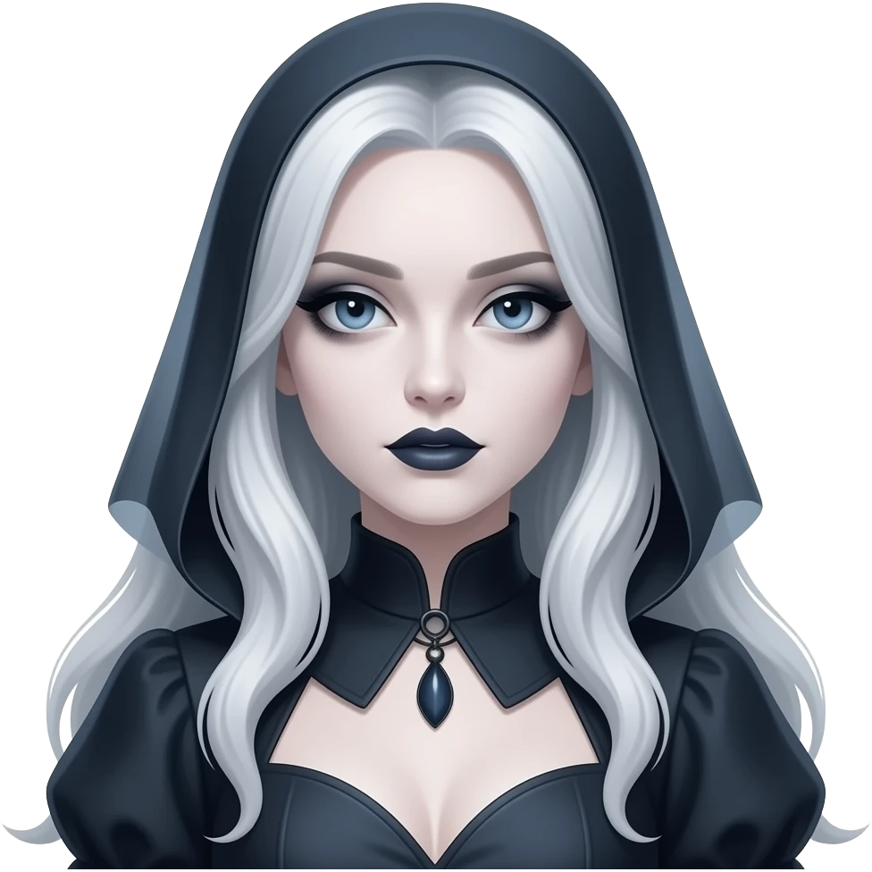 Beautiful dark greyish-blue whitish gloomy gothic lady emoji