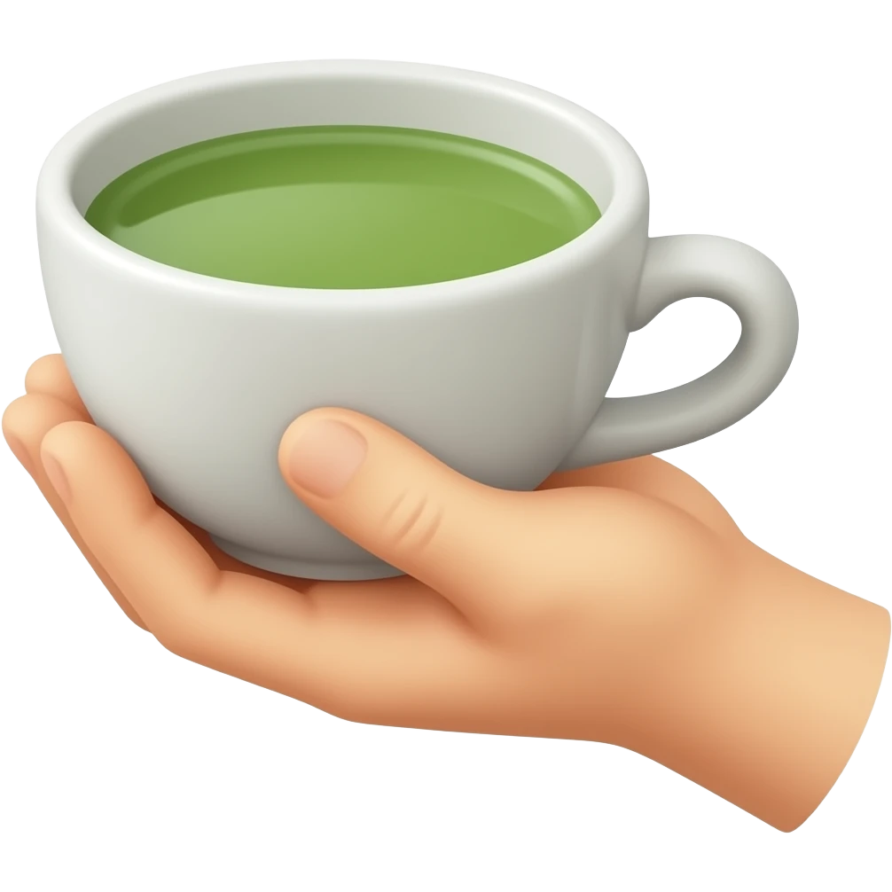 hand holding cup of matcha emoji