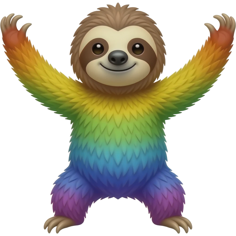 dancing sloth changing rainbow colors emoji