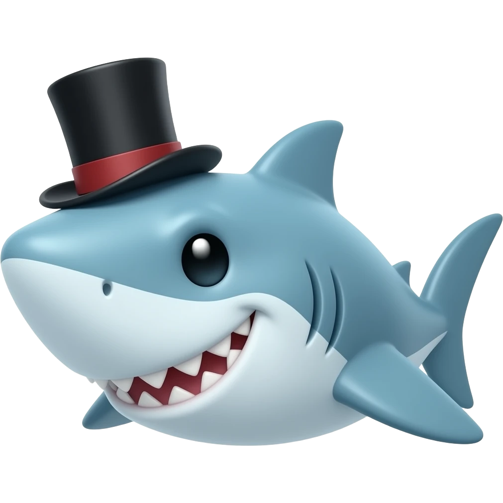 Shark with a top hat emoji