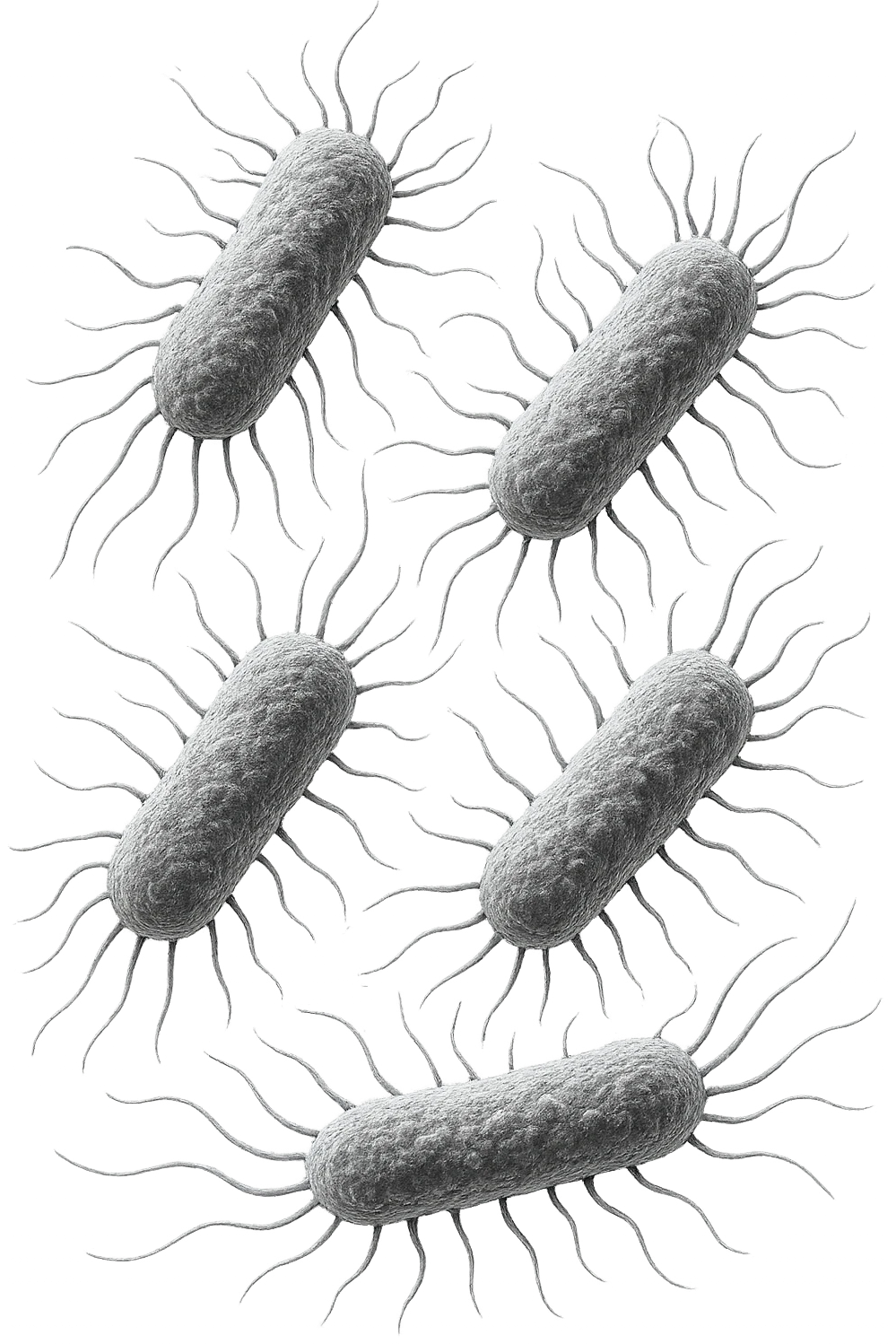 batteri intestinali anatomici realistici grigi fluttuano in aria, iperrealistico 4k emoji