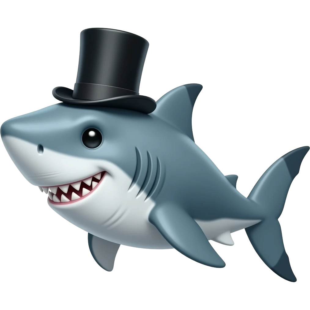 Shark with a top hat emoji