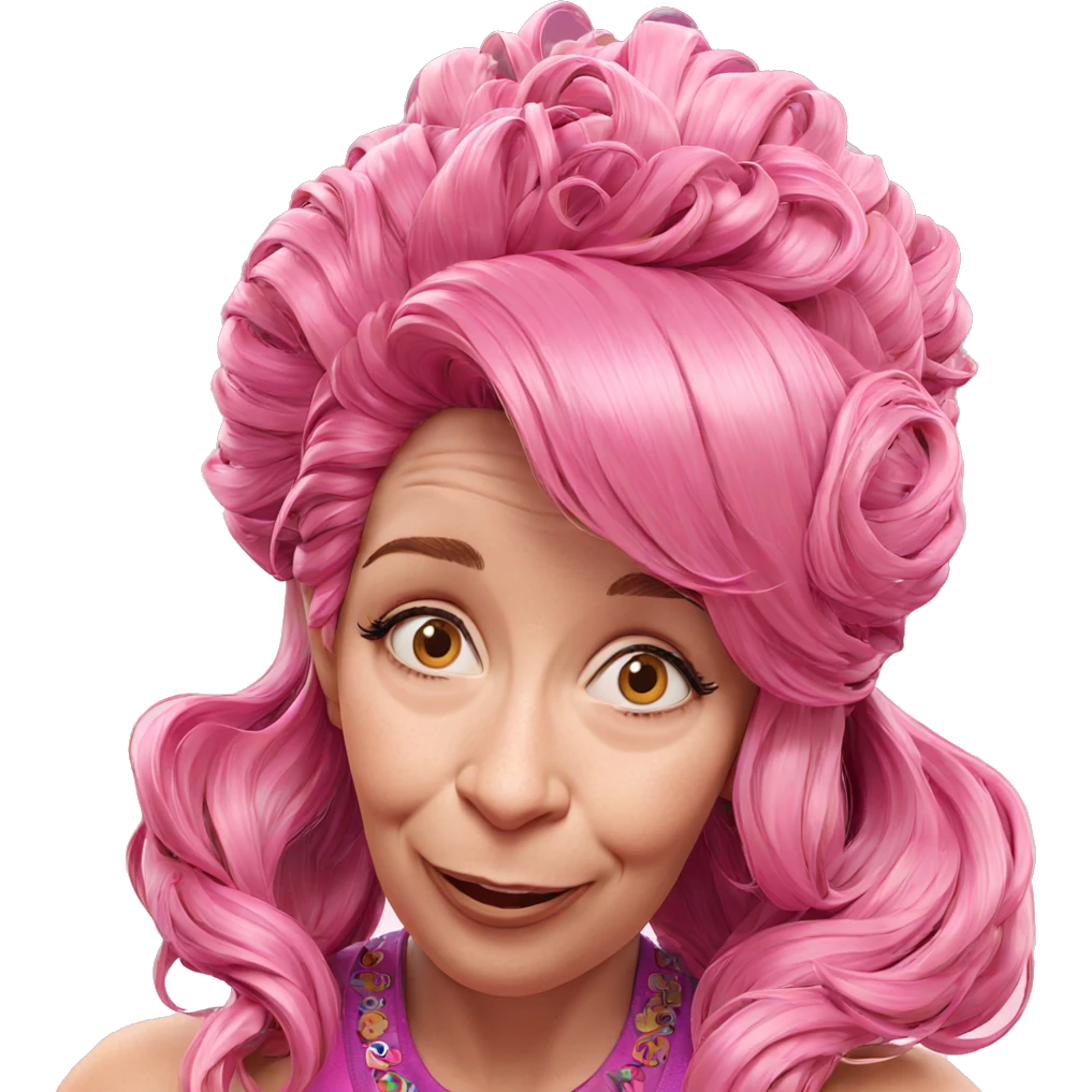 smiling girl with pink hair emoji