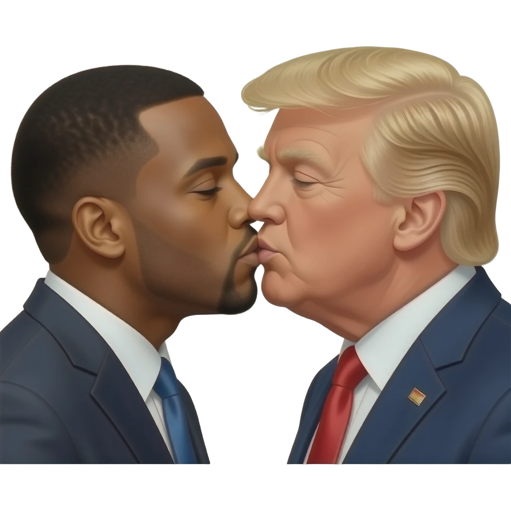 kanye west kissing donald trump emoji