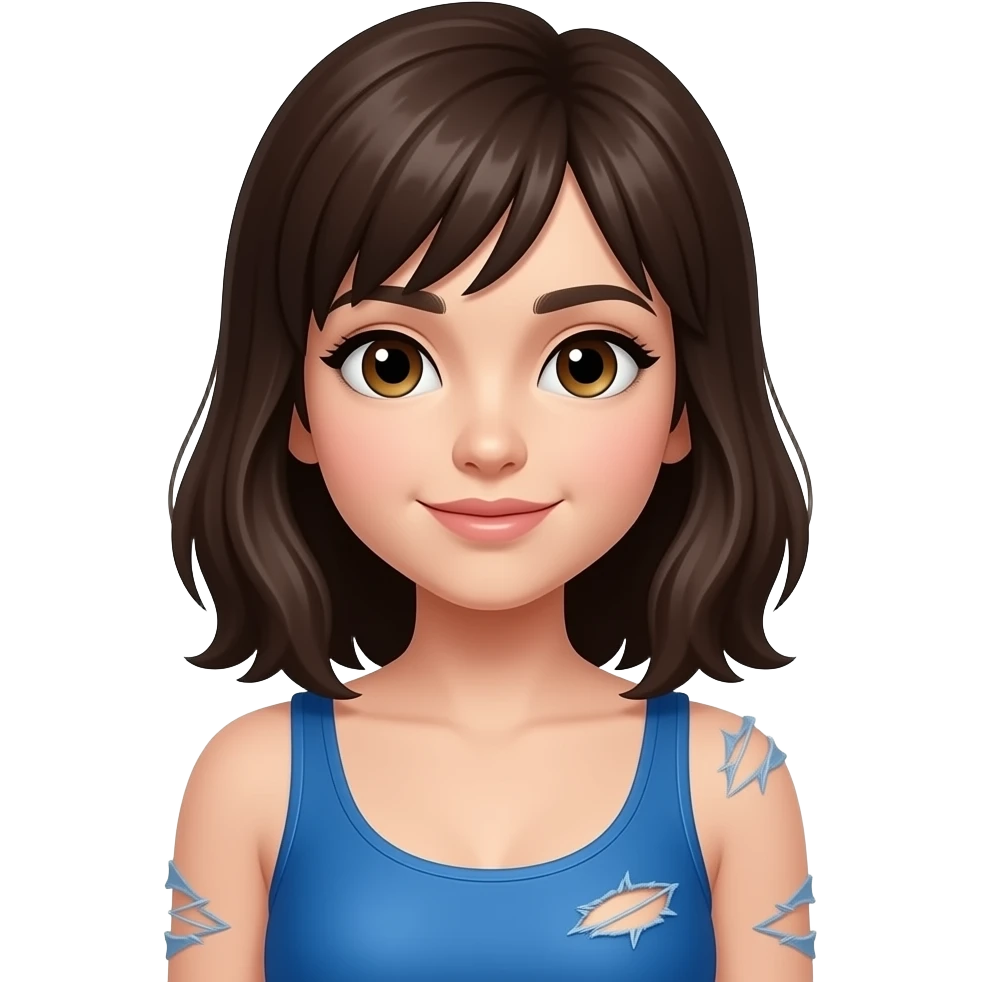 ragazza con body blu mora in spaccata sui tessuti emoji