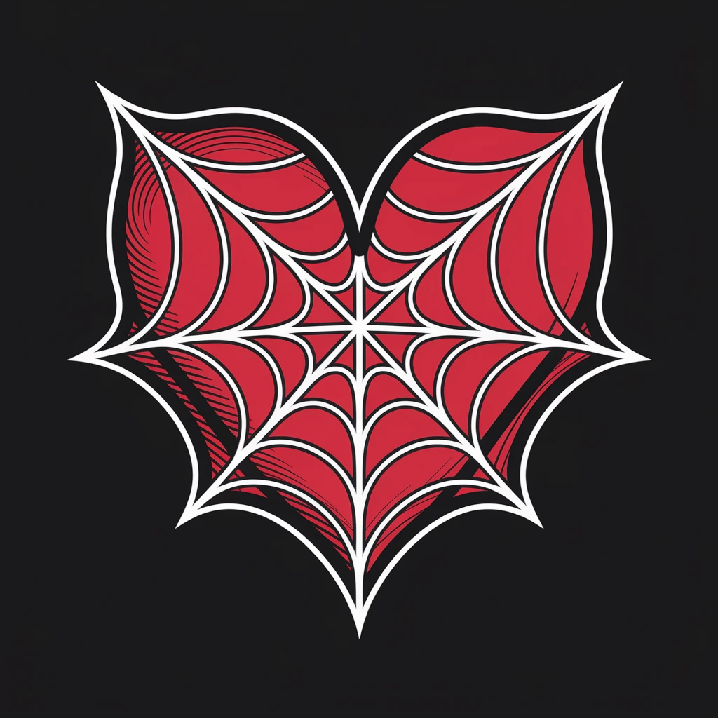 gothic heart with a spiderweb emoji