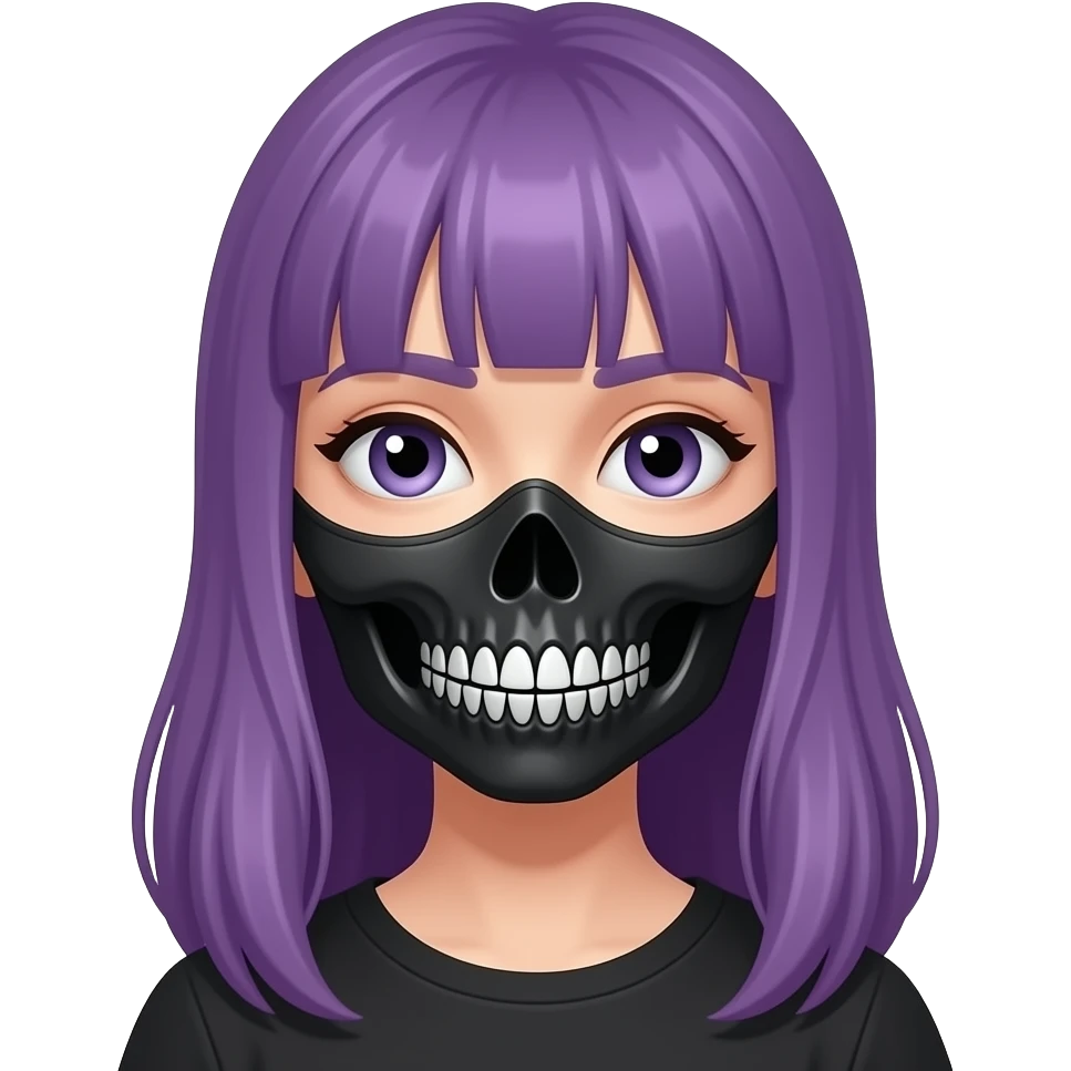 A YOUNG WOMAN WITH LONG PURPLE IS WEARING A SKULL MASK emoji