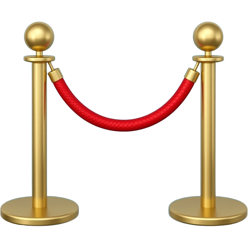2 movie theater stanchions roped together as an app logo emoji