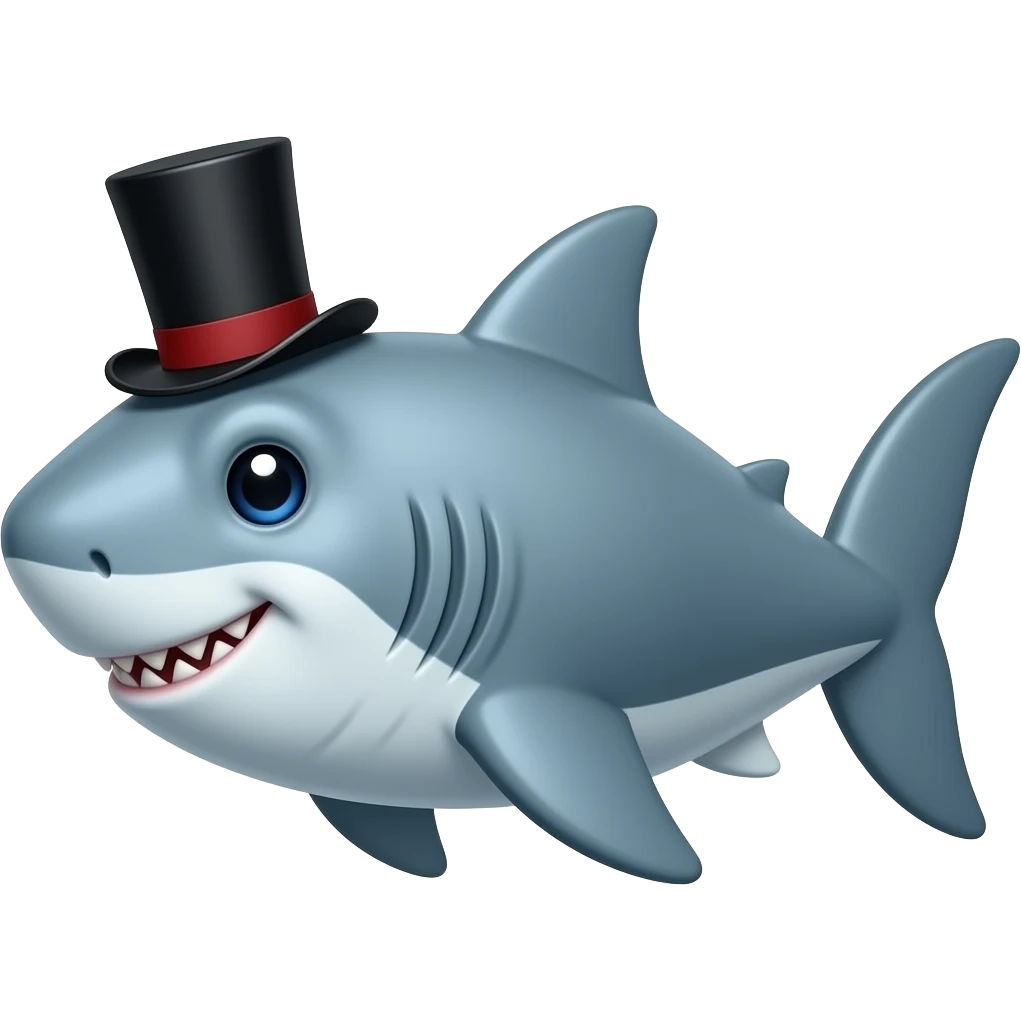 Shark with a top hat emoji