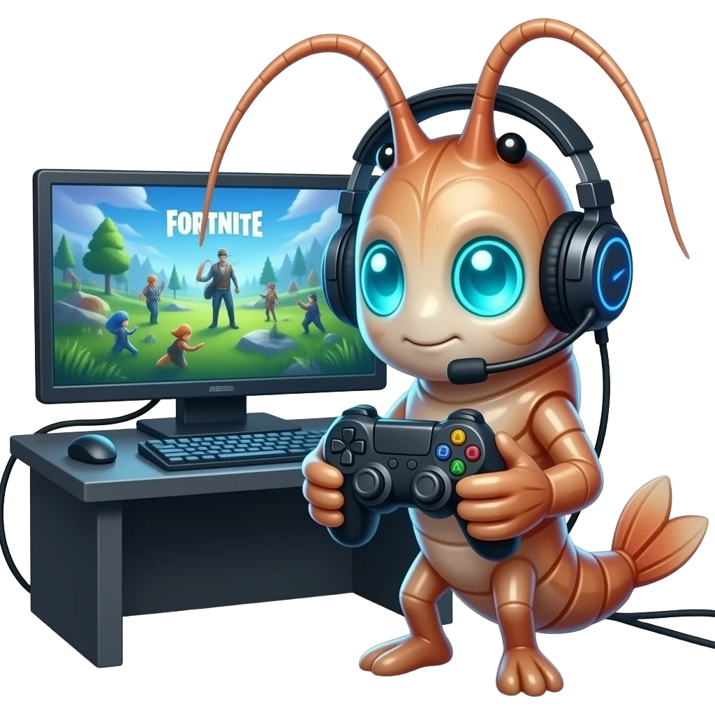 human shrimp playing fortnite emoji