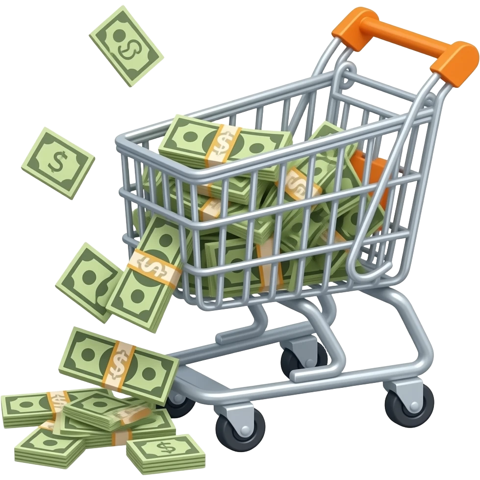 cart decreasing with money emoji